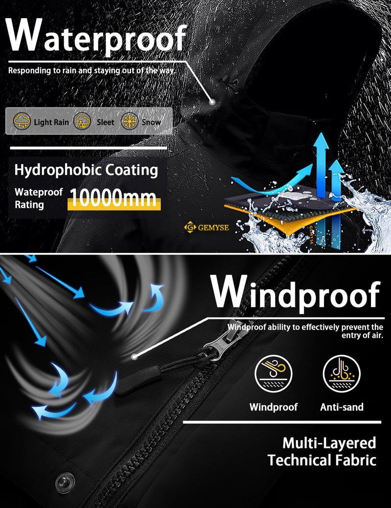 GEMYSE Women's Ski Snow Jacket Warm Winter Waterproof Coat Snowboard Rain Jacket Hooded Windproof Windbreakerï¼ˆIron Grey,Mediumï¼‰ - Image 3